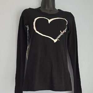 Peace Love Solve Black Heart Graphic Long Sleeve Top